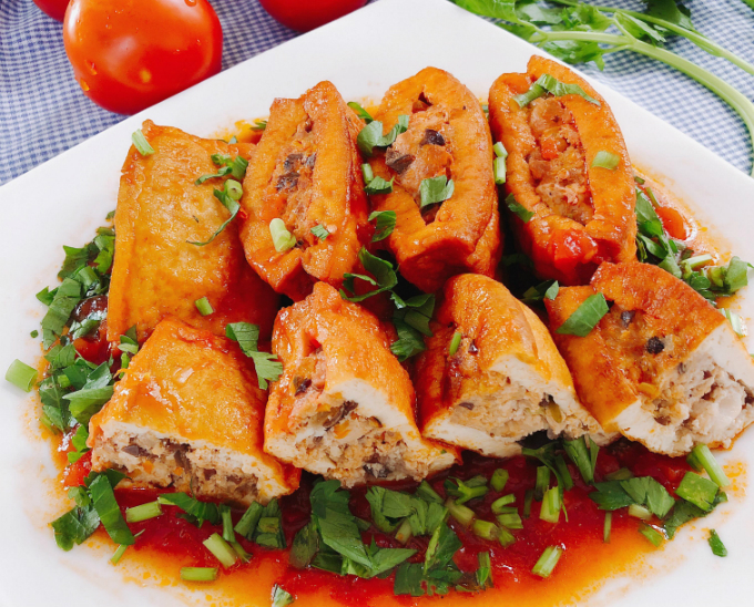 Đậu Hũ Dồn Thịt Sốt Cà Chua                                                                                                                           