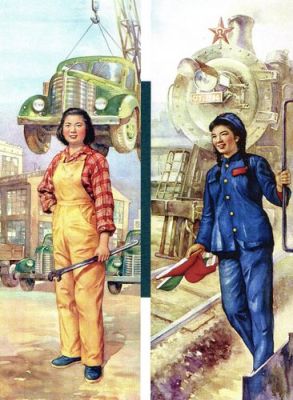Chiến dịch công nghiệp hóa của Đảng Cộng sản cần hàng triệu sức lao động, những cái phải được thay thế. Vì thế mà bây giờ phụ nữ phải tiếp nhận công việc đồng áng và chẳng bao lâu sau đó cả những công việc mới như thợ cơ khí hay nhân viên đường sắt. Ảnh: GEO Epoche.