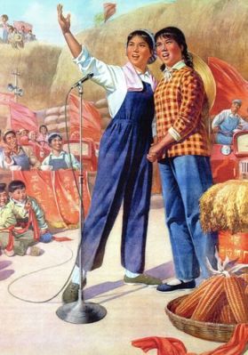 Để thực hiện Chủ nghĩa Cộng sản ở nông thôn, nhà nước quy gộp tất cả nông dân vào trong những công xả khổng lồ. Sỡ hữu đất đai và trâu bò tư nhân bị bãi bỏ, ngay đến xoong nồi nấu ăn cũng bị tịch thu. Người trưởng nhòm sản xuất quyết định về công việc làm của những người nông dân thuộc trong tổ của mình. Ảnh: GEO Epoche.