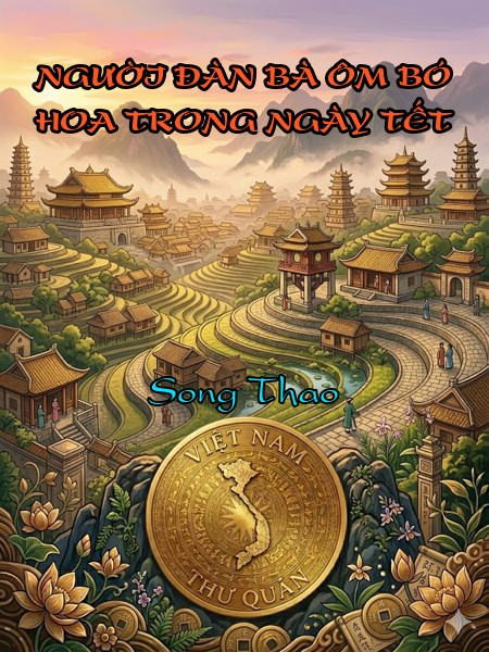 NGƯỜI ĐÀN BÀ ÔM BÓ HOA TRONG NGÀY TẾT