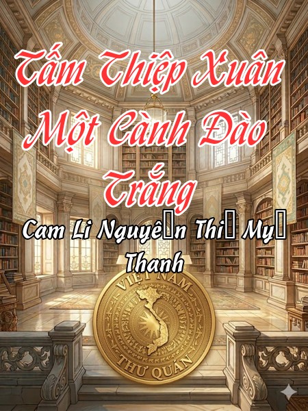 Tấm Thiệp Xuân Một Cành Đào Trắng